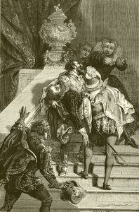 Henry IV ferido, levado para o Louvre de English School