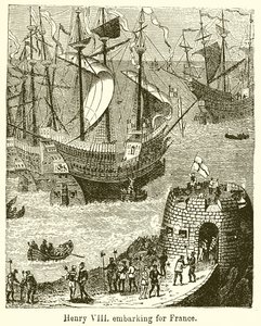 Henrique VIII embarcando para a França de English School