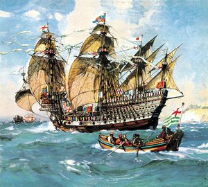 O carro-chefe de Henrique VIII, "Henri Grace a Dieu" de English School