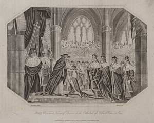 Henrique VI coroou o rei da França na Catedral de Notre Dame em Paris, 1431 de English School