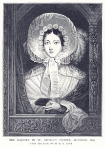 Sua Majestade em St. Georges Chapel, Windsor, 1846 de English School