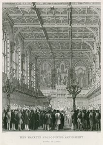 Sua Majestade proroga o Parlamento, a Câmara dos Lordes de English School