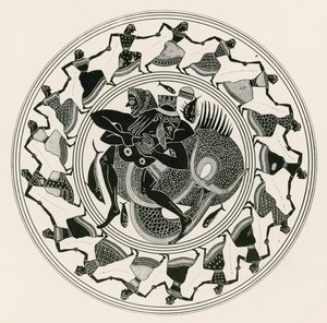 Herakles ringt mit Triton (Gravur)