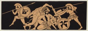 Hércules a segurar o cinto de Pentesiléia, rainha das Amazonas (litografia a cores) de English School