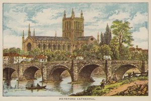 Catedral de Hereford (gravura a cores) de English School