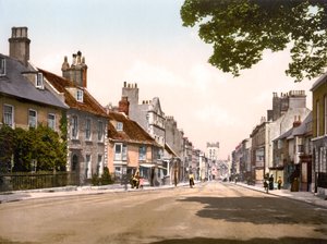 High Street, Dorchester (foto colorida à mão) de English School