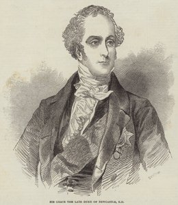 Sua Graça o falecido Duque de Newcastle, KG (gravura) de English School