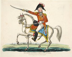 Sua Alteza Real, The Duke of York, pub. por Richard Evans, gravado por Romney, ilustração de um relato histórico da batalha de Waterloo por William Mudford, 1816 de English School