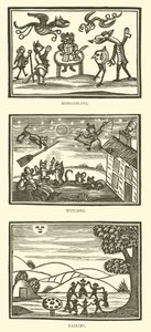 Hobgoblins, bruxas, fadas (xilogravura) de English School