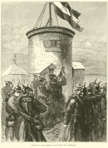 Içando o padrão alemão em Valerien, março de 1871 de English School