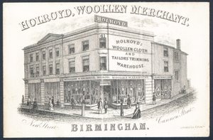 Holroyd, comerciante de lã, cartão comercial de English School