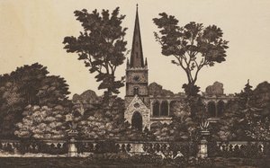 Igreja da Santíssima Trindade, Stratford on Avon (litografia) de English School