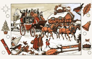 Cavalo e carruagem na neve. Puzzle de objetos escondidos de English School