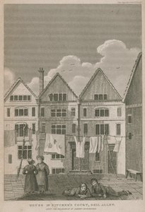 Casa em Pitchers Court, Bell Alley, uma vez que a residência de Robert Bloomfield de English School