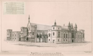 Casas do Parlamento: Sugestões para a alteração do exterior dos edifícios ao lado do Westminster Hall de English School