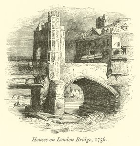 Casas na ponte de Londres, 1756 de English School