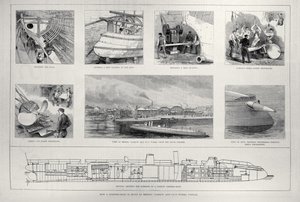 Como um barco de torpedos é construído nas obras de Yarrow e Co., Poplar, de &39;The Illustrated London News&39;, 27 de março de 1886 de English School