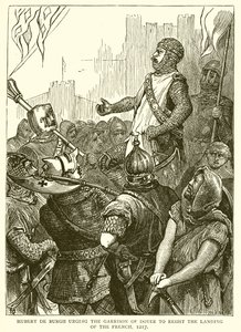 Hubert de Burgh instando a guarnição de Dover a resistir ao desembarque dos franceses, 1217 de English School