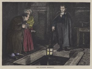 Ilustração para Oliver Twist (gravura colorida) de English School