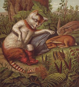 Ilustração para o Gato de Botas (lito a cores) de English School