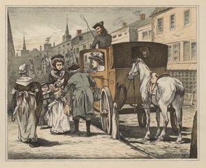 Ilustração para The Diverting History of John Gilpin de William Cowper (cor litho) de English School