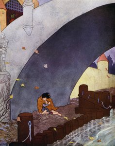 Ilustração para O Príncipe Feliz de Oscar Wilde (litografia a cores) de English School