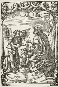 Ilustração do início da primeira tradução inglesa de Tyndales do Novo Testamento, publicada em Colónia em 1525, da National and Domestic History of England por William Hickman Smith Aub de English School