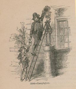 Ilustração, de, um, lamplighter de English School