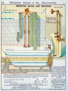 Improved Baths and Showers de um catálogo de louças sanitárias produzido por Morrison, Ingram & Co., Manchester, publicado em 1890 de English School