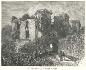 No fosso do Castelo de Raglan (gravura) de English School