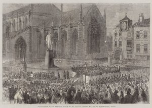 Inauguração da Estátua Memorial ao Sr. Herbert Ingram, Deputado, no Market-Place, Boston (gravura) de English School