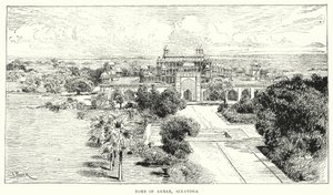 Índia: Túmulo de Akbar, Sikandra (gravura) de English School