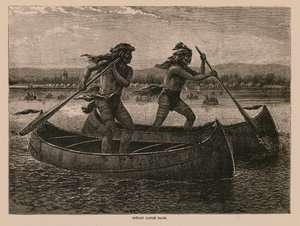 Corrida de canoas dos índios (gravura) de English School