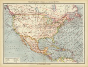 América do Norte industrial com comunicações (cor litho) de English School