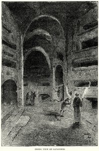 Vista interior das catacumbas (gravura) de English School