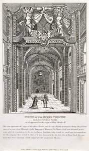 Dentro do teatro dos duques, Londres, gravado por Richard Sawyer, 1820 de English School