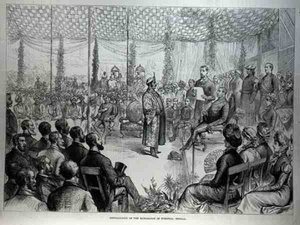 Instalação do marajá de Burdwan, Bengala, de The Illustrated London News, 21 de janeiro de 1882 de English School