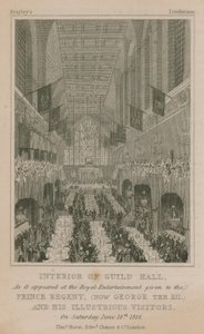 Interior de Guildhall, Londres, como apareceu na Royal Entertainment dada ao Príncipe Regente de English School