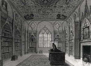 Interior de Strawberry Hill (litho) foto a p/b) de English School