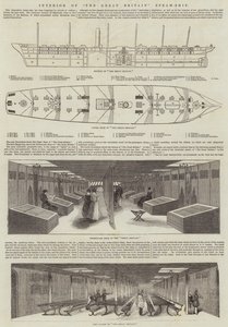 Interior do "The Great Britain" Steam-Ship (gravura) de English School