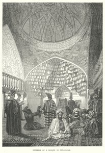 Interior de uma mesquita no Turquestão (gravura) de English School