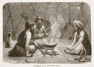 Interior, de, um, turkman, barraca, ilustração, de, cassells, ilustrado, história, de, inglaterra de English School