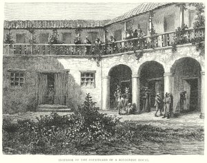 Interior do pátio de uma casa bolonhesa (gravura) de English School