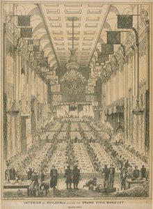 Interior do Guildhall durante o grande banquete cívico, 9 de novembro de 1837 de English School