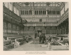 Interior da Câmara dos Comuns, Westminster, Londres de English School