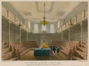 Interior da Câmara dos Comuns, Westminster, Londres de English School