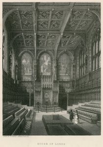 Interior da Câmara dos Lordes, Westminster, Londres de English School