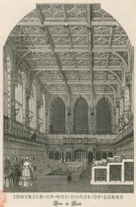 Interior da Câmara dos Lordes, Westminster, Londres, do sul de English School