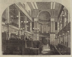 Interior da Sinagoga Judaica, Grande Santa Helena, Rua Bisposgate (gravura) de English School