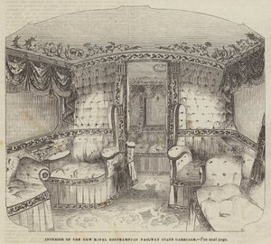 Interior do Novo Royal Southampton Railway State Carriage (gravura) de English School